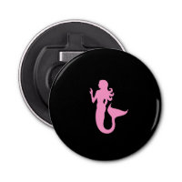 Ocean Glow_Pink-on-Black Mermaid Button Bottle Opener