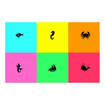 Ocean Glow_six panel, multi-color, Multi-Icon posters