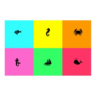 Ocean Glow_six panel, multi-color, Multi-Icon Poster by FUNauticals