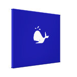 Ocean Glow_White-on-Blue Whale Stretched Canvas Print