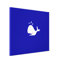 Ocean Glow_White-on-Blue Whale Stretched Canvas Print