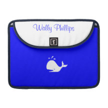 Ocean Glow_White-on-Blue Whale personalized Sleeves For MacBooks