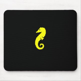Ocean Glow_Yellow Seahorse mousepad