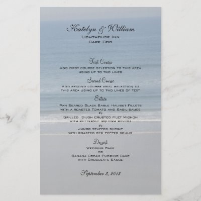 Wedding Card Inserts on Ocean Love Wedding Menu Cards Flyer Design By Sandpiperwedding