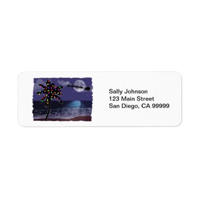 Ocean Moonlight Christmas Holiday Return Address Labels