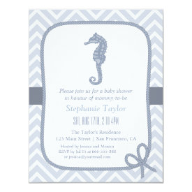 Ocean Seahorse Nautical Baby Shower Invitations