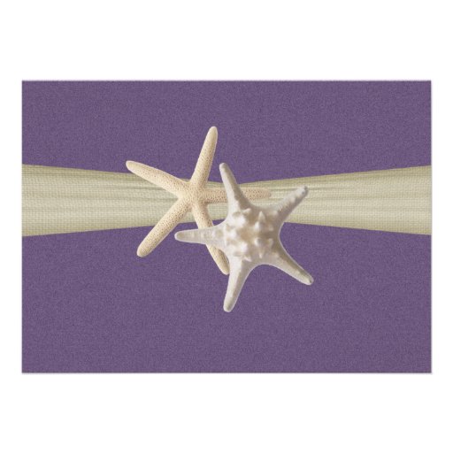 Ocean Starfish Purple Bridal Shower Custom Invites