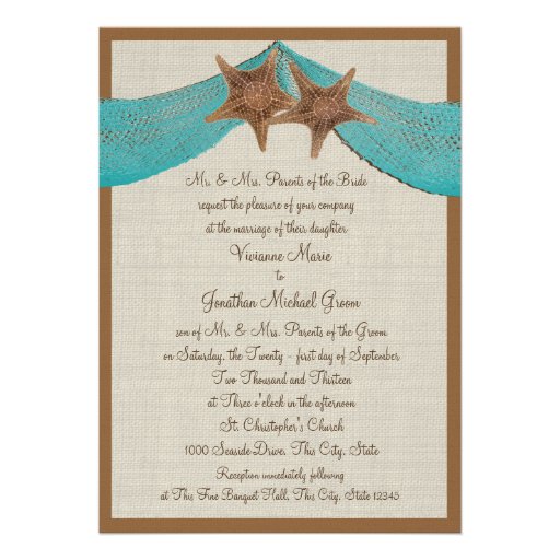 Ocean Starfish Wedding Custom Invitation