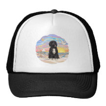 Ocean Sunrise-Portuguese Water Dog (bw5) Hats