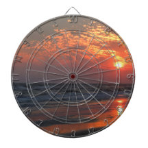 Ocean Sunset - Oak Island, NC Dartboard With Darts