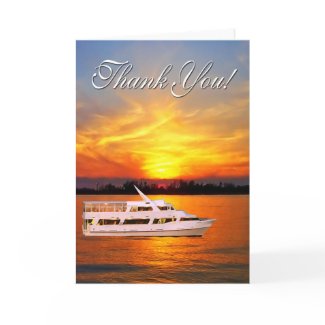 Ocean Sunset with Yacht - Thank You zazzle_card