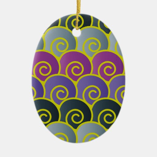 Ocean Swirls Purplish Oval Ornament