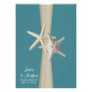 Ocean Teal Burlap and Starfish Beach Wedding Invite