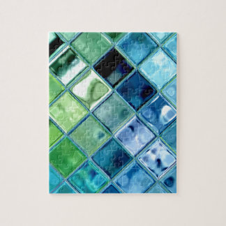 Ocean Teal Glass Mosaic Tile Art Jigsaw Puzzle