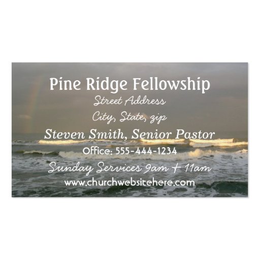 Ocean Theme Business Card, White Text (front side)