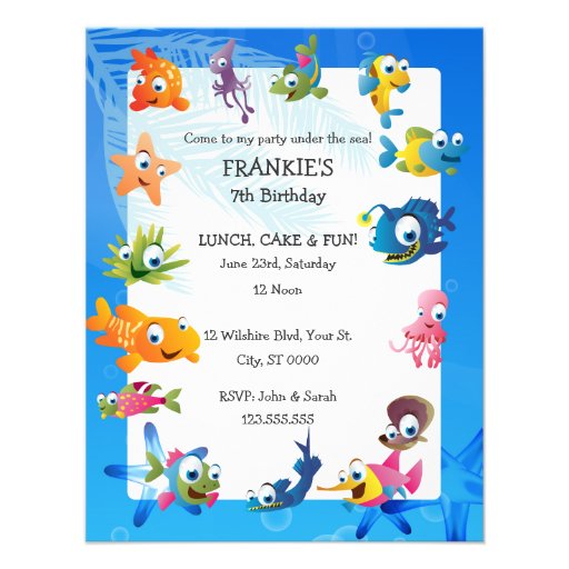 Ocean Theme Children's Birthday Party Invitation