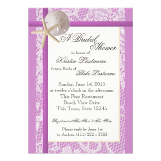 Ocean Theme Purple Wedding Shower Custom Invitations