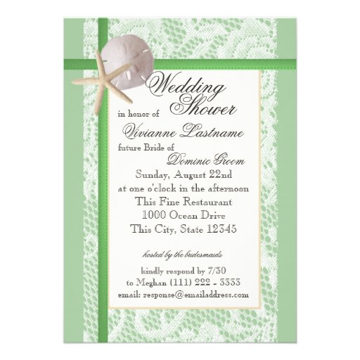 Ocean Theme Wedding Shower Mint Green Invites