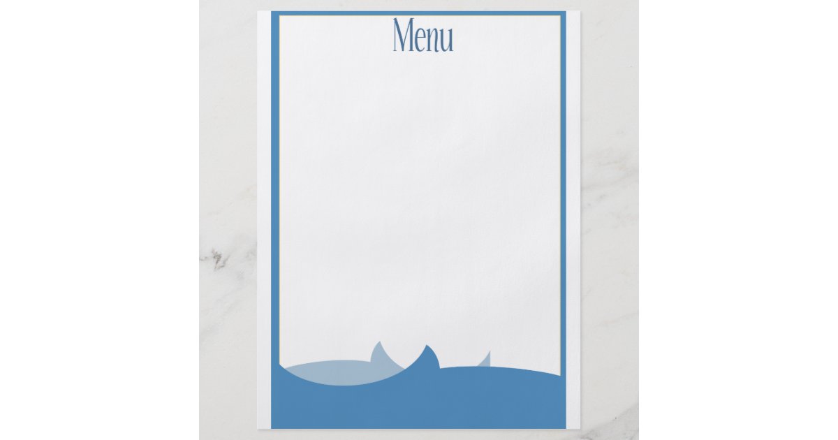 Ocean themed blank menu | Zazzle