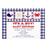 Ocean Themed Gingham Baby Shower Invitation