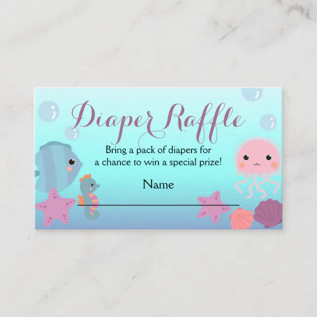 Ocean Underwater Sea Baby Shower Diaper Raffle Enclosure Card Zazzle