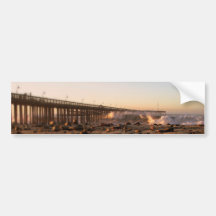 Ocean Wave Storm Pier Bumper Stickers