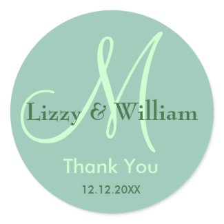 Ocean Wave Thank You Wedding Monogram Sticker sticker