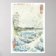 Ocean waves and Mt Fuji Posters