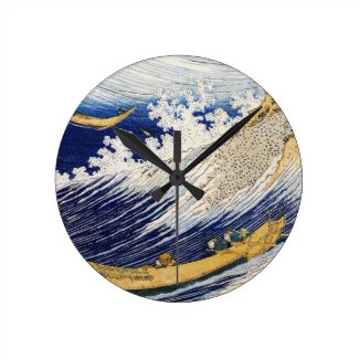 Ocean Waves Katsushika Hokusai masterpiece art Wall Clock