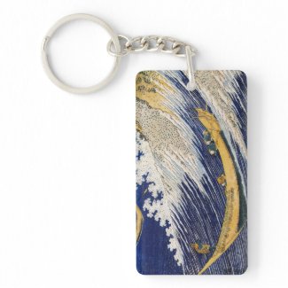 Ocean Waves Katsushika Hokusai masterpiece art Keychains