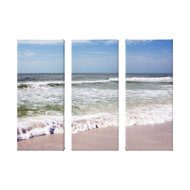 Ocean Waves on Pink Sandy Beach wrappedcanvas