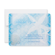 Oceanfront Starfish & Sea Shell Wedding Thank You Custom Announcements