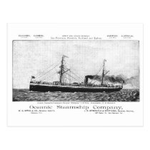 Oceanic Steamship Mariposa to Hawaii, 1890 Post Cards at Zazzle