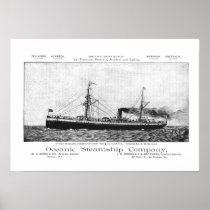 Oceanic Steamship Mariposa to Hawaii, 1890 Print at Zazzle