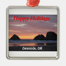 Oceanside, Oregon Ordiment Christmas Tree Ornament