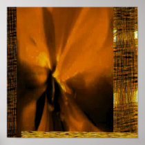 OCHUN YELLOW ORGANIC ABSTRACT BY LIZ LOZ POSTERS