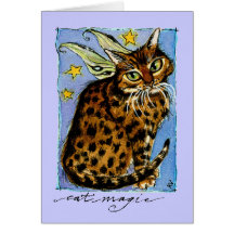 Ocicat cat magic birthday greeting or note card