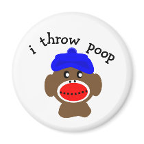 ock Monkey "I THROW POOP" Magnets