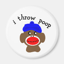ock Monkey "I THROW POOP" Magnets