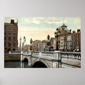 O'Connell Bridge, Dublin, Ireland 1915 Vintage print