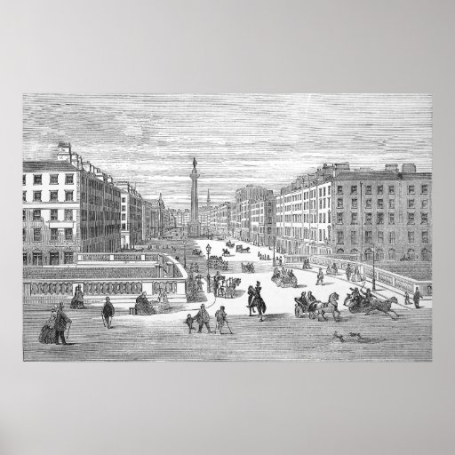 O'Connell Street Vintage Dublin Ireland Poster