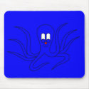 Octo-Pus the Cuttlefish - in a blue hiding place mousepads by lonvig Octo-Pus the Cuttlefish - in a blue hiding place mousepads