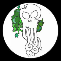 Octo skull green stickers
