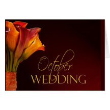 October calla lily wedding design greeting card