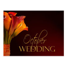 October calla lily wedding design postcard