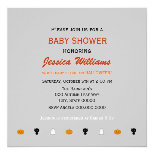 October Halloween Autumn Baby Shower Custom Invitations