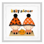 October Halloween Autumn Twins Baby Shower Custom Announcements