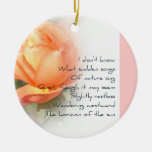 October Peach Rose Poetry Christmas Ornament
