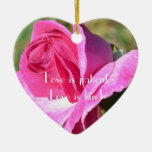 October Pink Rose Heart Ornament