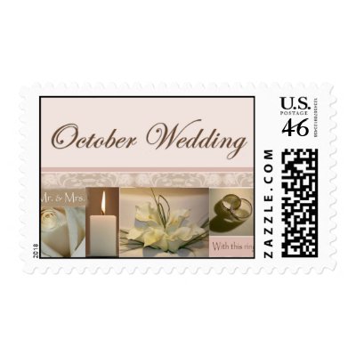 October Scrapbook wedding design Postage Stamps by aslentz